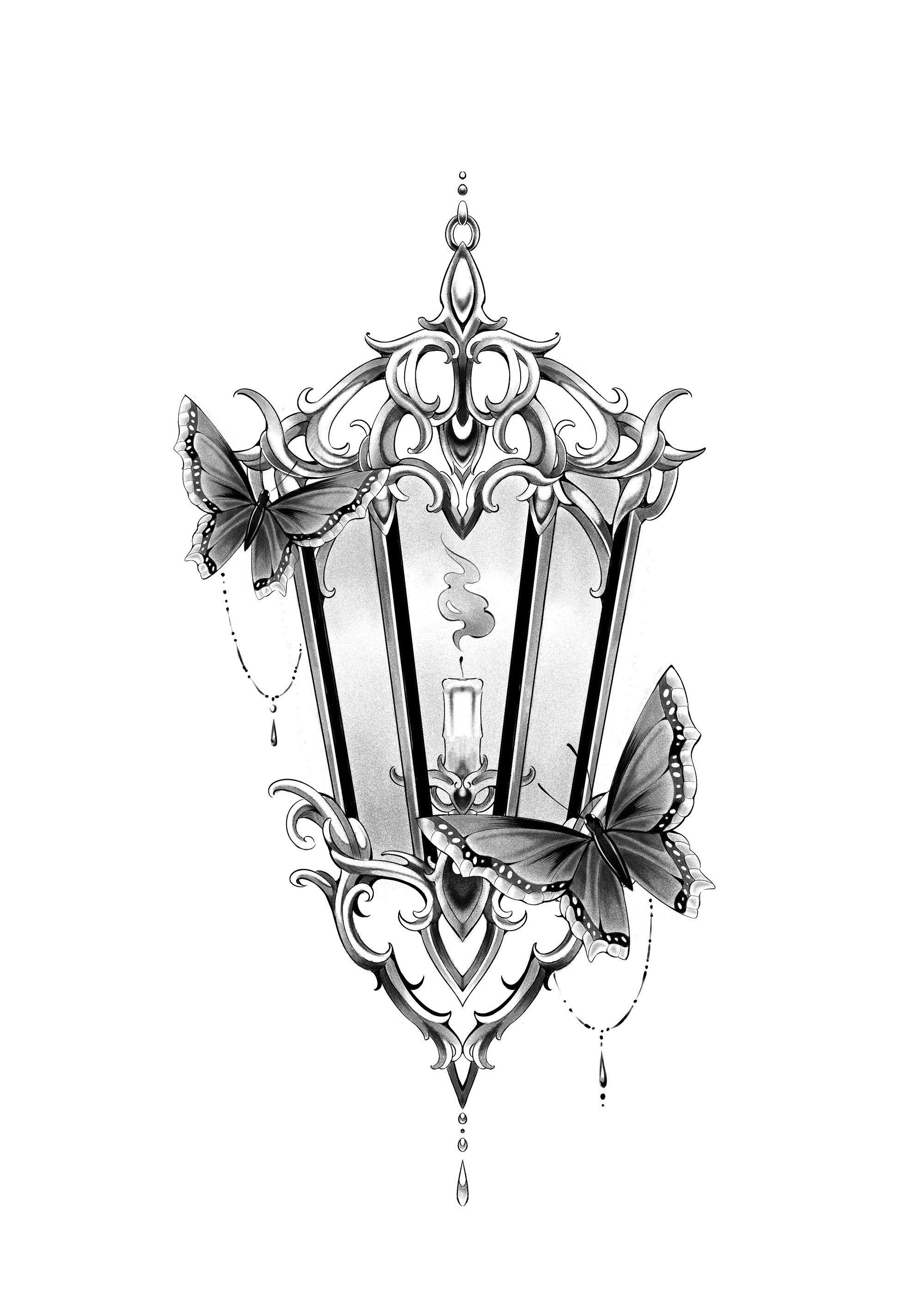 Nami's Lantern - Large Fabric Tattoo (Black)